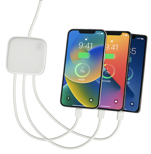 팝폰 3in1(C핀/C핀/8핀/5핀) 60W PD PPS 업소용 초고속 멀티충전기 TC75, 1개, TC75 (화이트)(C+C+8)