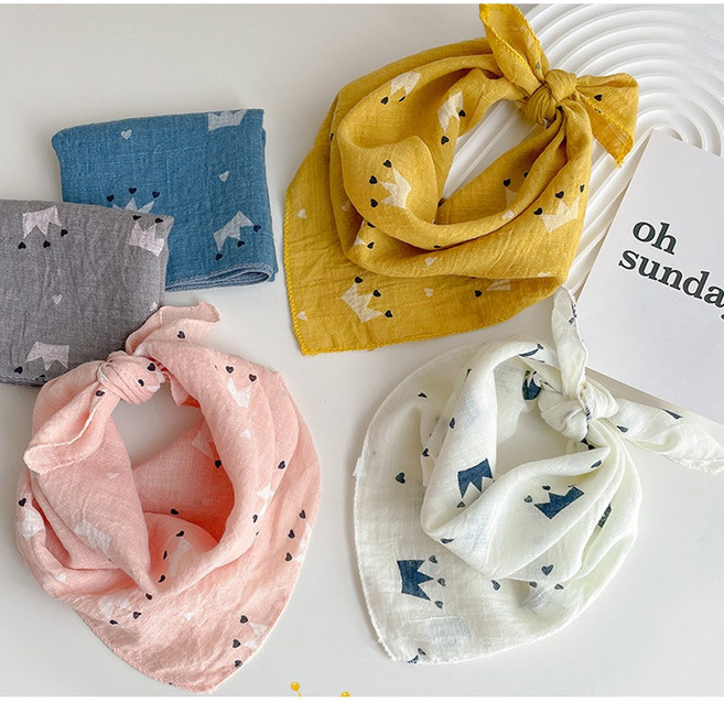 1+1 유아 아동 쁘띠스카프 빕 간절기 어린이 미니손수건 JUN팩토리 어린이집 답례품 유치원 행사품 생일선물, 1개, 왕관-옐로우2P