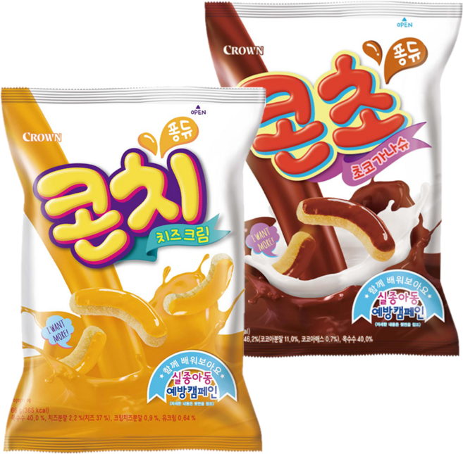 크라운 콘초코 66g x 5봉 + 콘치즈 66g x 5봉 세트, 1세트