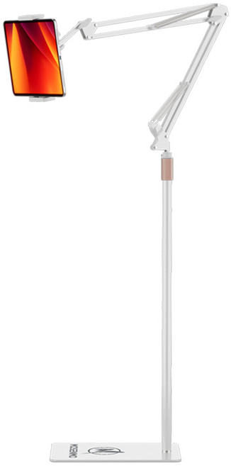 모센모 180cm 포인트 높이 조절 스마트 패드&스마트폰 스탠드형 더블 스프링 자바라 거치대, MOS-JA1800S(무광 화이트), 1개