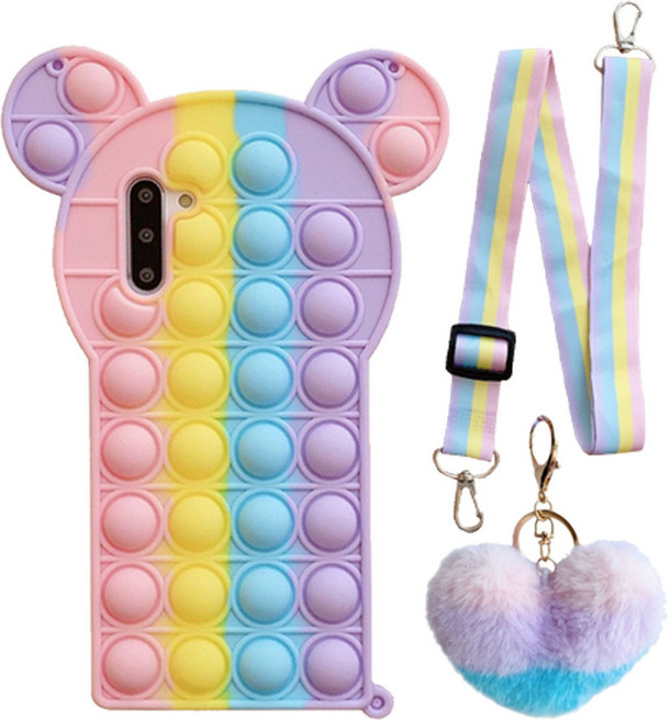 갤럭시A10E A20 A30 A50 A11 A21 A31 A51 A71 A12 A32 5G 곰돌이 푸쉬팝 스트랩폼폼케이스