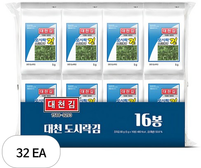 대천김 재래 도시락김, 5g, 32개