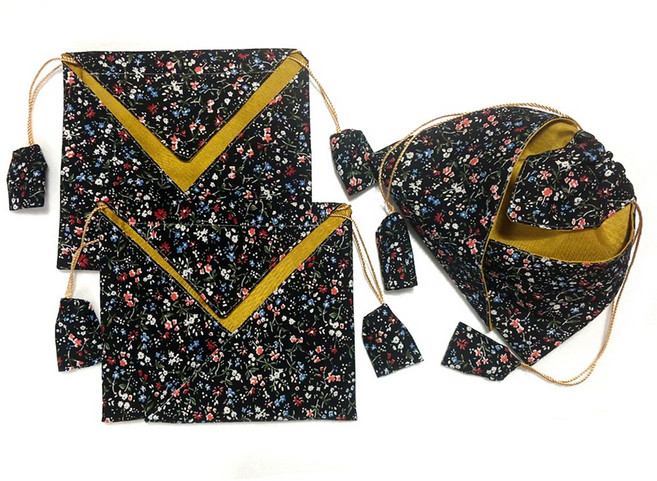 국산 플라워 파우치 가방 다용도 조리개주머니 3개 5개