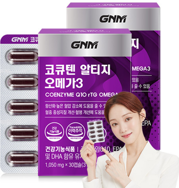 GNM 코큐텐 알티지 오메가3 / 코엔자임Q10 코엔자임큐텐 rTG, 30정, 2개