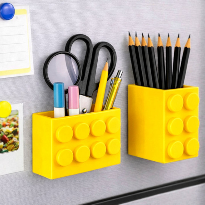 굿띵어스 강한자력 자석 펜꽂이 수납함, 1세트, 옐로우