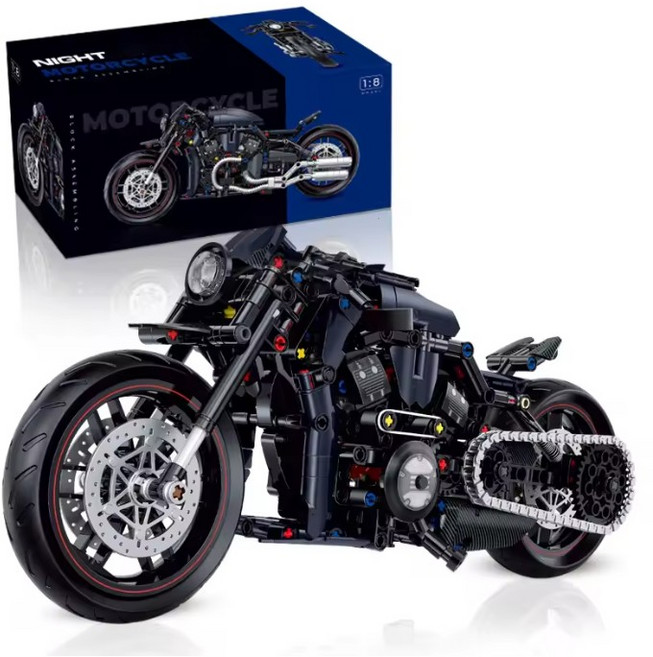 1:8 나이트 레이서 오토바이 블록 세트 500+pcs MOC 바이크, 1개