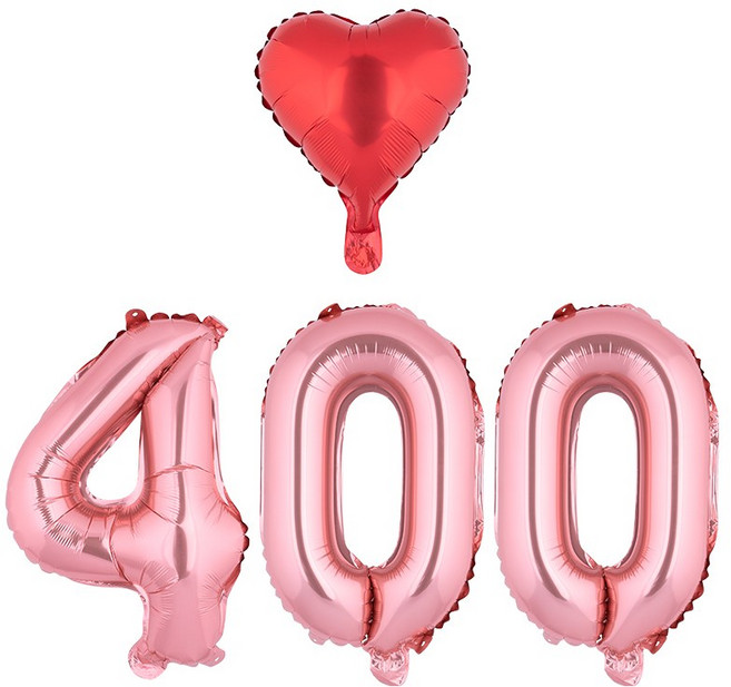 아트포유 100일 200일 300일 백일 풍선 이벤트 세트 4P, 1개, 핑크 골드 400