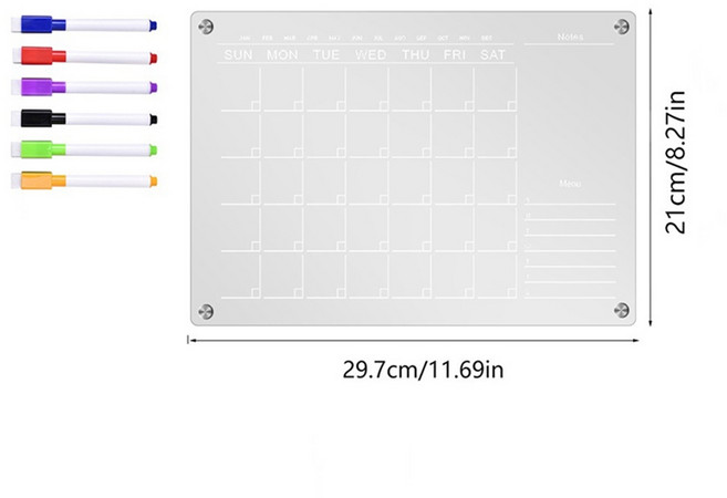 磁吸冰箱透明留言板 記事板 21*29.7cm, 1個, 星期款21*29.7cm