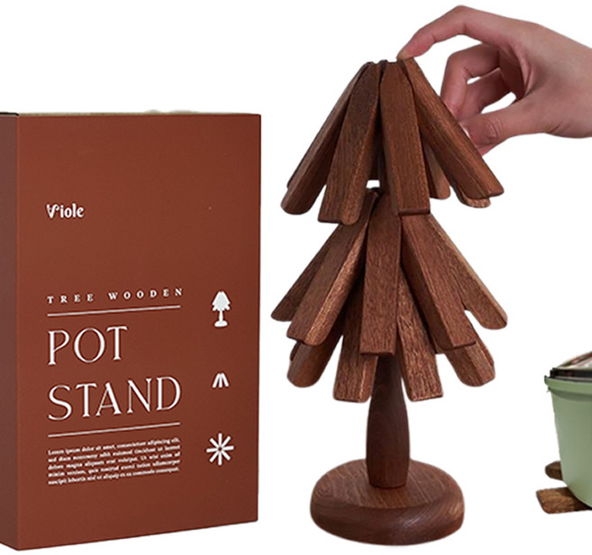 비비올레 원목 트리 냄비받침, 1세트
