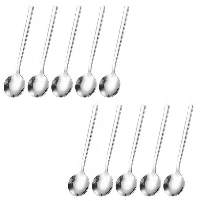 리브문 304 스텐 디저트 스푼 롱 티스푼 (소형), 10개, 유광실버