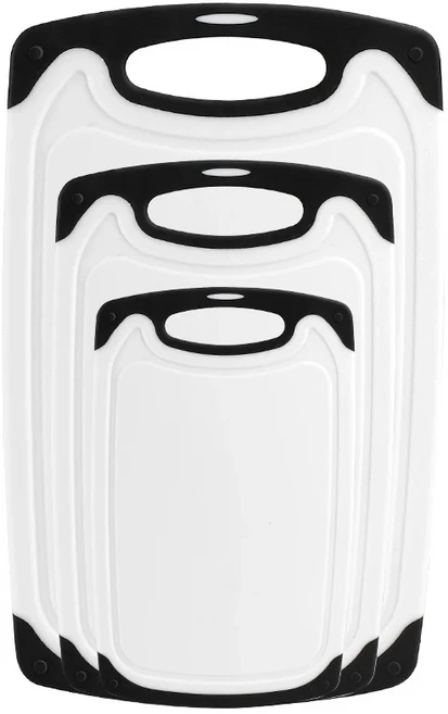 주스홈 플라스틱 도마 세트 인체 공학적 손쉬운 손잡이 내구성 TPR 구조 주방용 3 개, 01 3 Pcs Sets