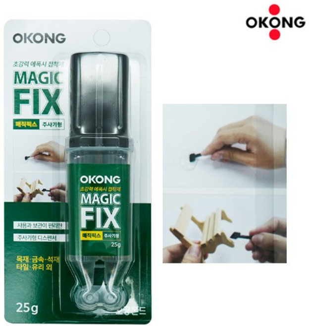 오공 뉴매직픽스 주사기형 20g 금속 나무 접착제, 1개