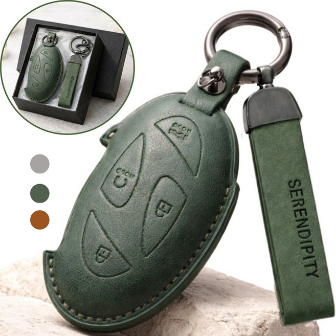 라라바나 현대 자동차 차키케이스 고급 선물, 차키케이스 + 자동차키링 (세트), 그린