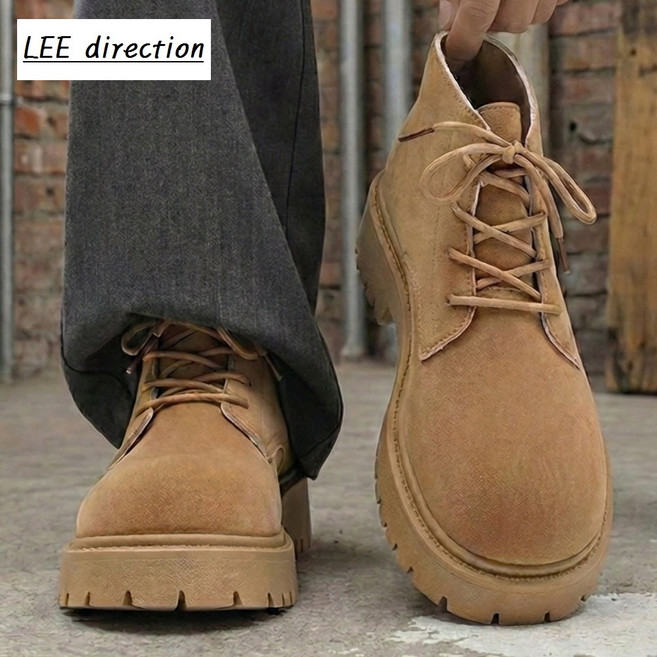리디렉션 남성 6cm 키높이 스웨이드 워커부츠 캐주얼 더비부츠 빅사이즈 250~290