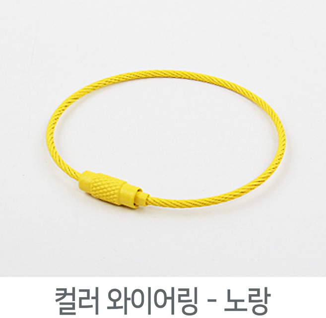 컬러 와이어링 파스텔톤 와이어줄 열쇠고리 키홀더, 1개, 컬러_와이어링-노랑