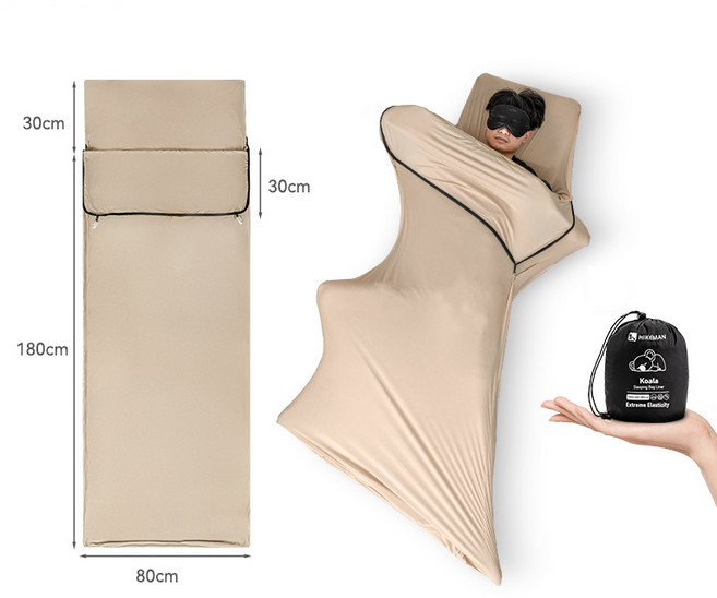 호텔리어 침낭 속담 초경량 휴대용 봉투형 스판 슬리핑담 야외 캠핑 속담 탈부착 가능 여행용, 1개, 스킨