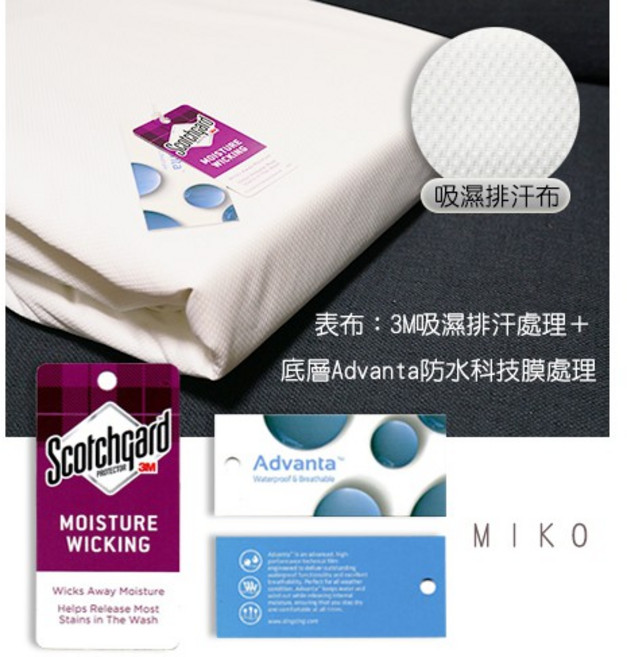 MIKO 防水透氣保潔墊 3M吸濕排汗 Advanta防水