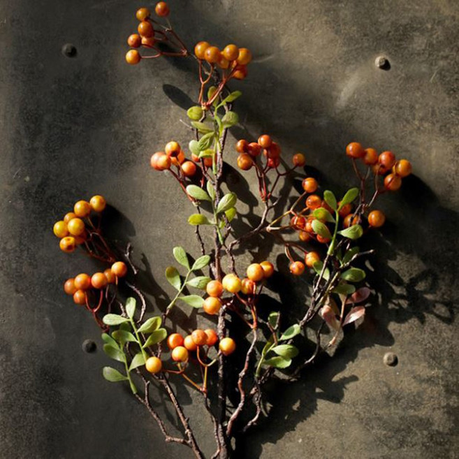 osshop 망개 빨간 열매 조화 가랜드 행잉 조화 크리스마스 장식 꽃 겨울꽃 꽃다발 리스 트리, 망개열매조화 - 오렌지, 1개