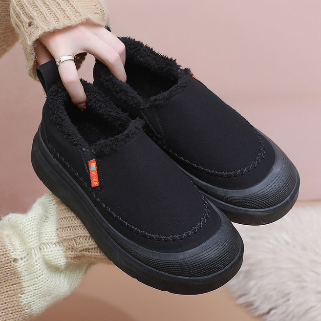 BLTER 여성 겨울 방한화 발편한 슬립온 기모 털 따뜻한 패션 볍고 편한 여성신발 데일리 캐주얼 스니커즈 미끄럼방지 로퍼 발편한 단화MLF0625