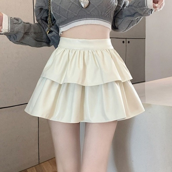 아이엠몽 여성용 프렐리 치마바지 가죽 캉캉 미니 스커트