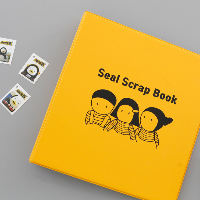 띠부띠부씰 수집앨범 대사이즈 마브 스크랩북 노랑케이스