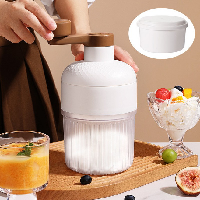 DS 가정용 수동 눈꽃 빙수기 아이스 슬러시 얼음틀 포함, 화이트, 1개, 본체+얼음틀