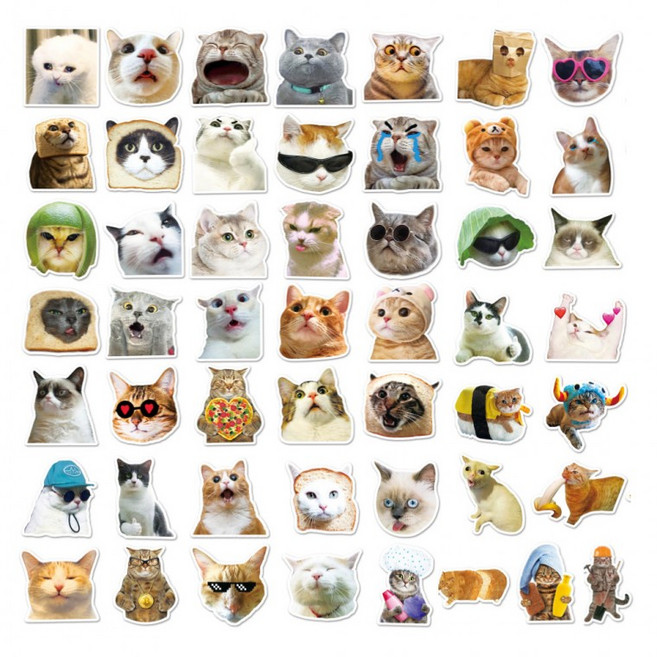 고양이 노트북 리무버블 방수 스티커, 1세트, 혼합50매(S2178)