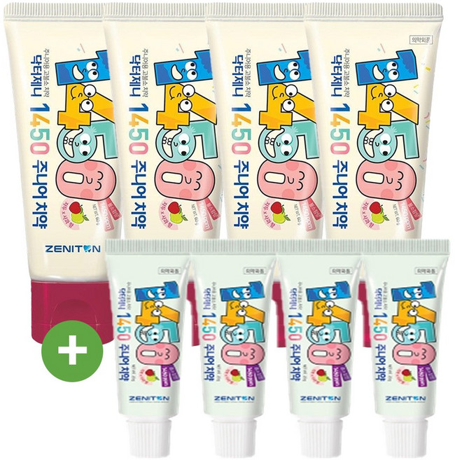 제니튼 닥터제니 1450 고불소 주니어치약 사과자두향 4개+미니치약 4개 어린이치약, 1개