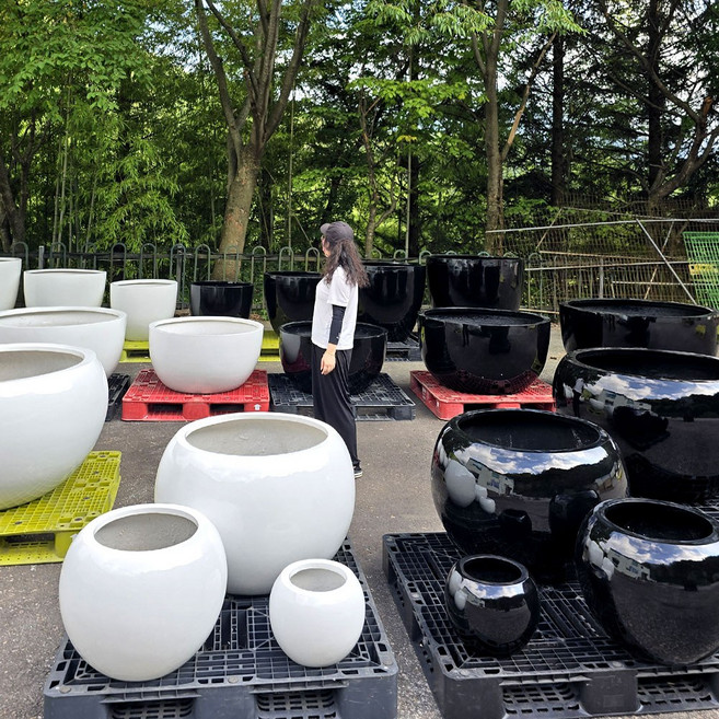 초대형화분 호텔로비 카페인테리어 1.3m 특대FRP 고급유광 블랙 화이트 플랜트 정원테라스 조경장식, 사이즈3, 1개