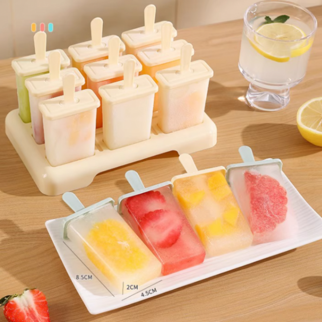 9구 대용량 여름 아이스크림틀 몰드 DIY, 베이지, 1개