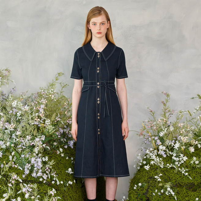 Two Button Collar Stitch Dress