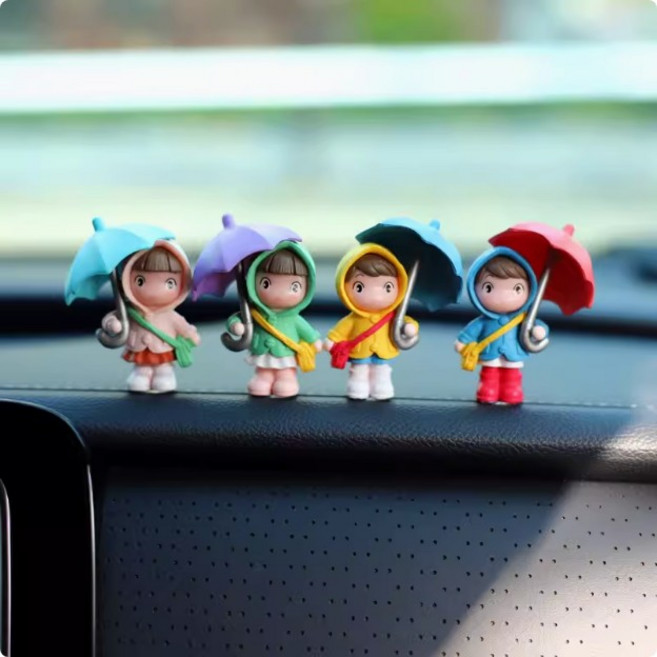 밀튼 대시보드 장식 내비게이션 인형 우비소녀 4종 세트, 4개, 혼합색상