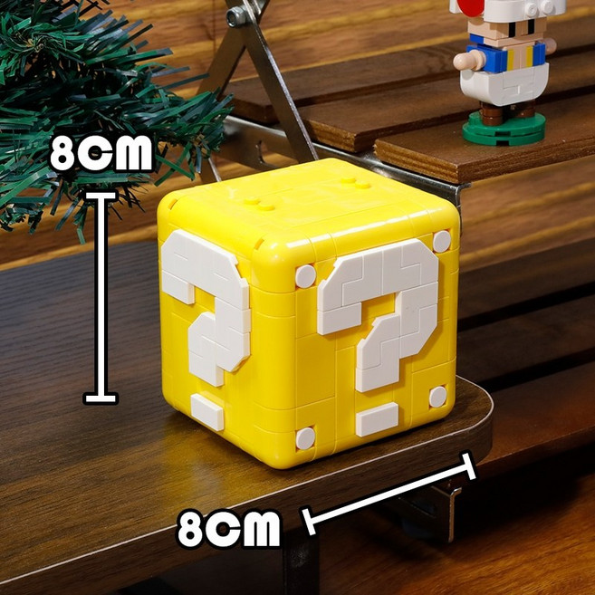 슈퍼마리오 빌딩 블록 물음표 상자 피규어 인테리어 장식 굿즈 버섯, E, 1개
