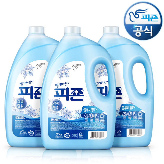 피죤 프리미엄 섬유유연제 블루비앙카 리필, 3개, 4.21L