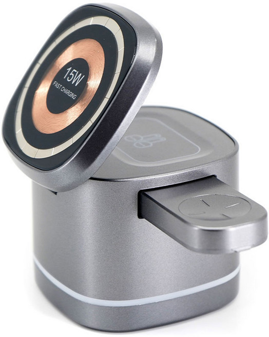 감성공장3in1무선충전기거치대 아이폰 맥세이프애플워치 에어팟, 1개, 다크그레이