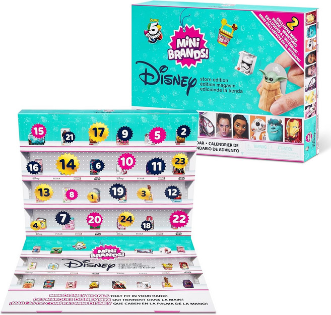 미니 브랜드 디즈니 바이 ZURU 리미티드 에디션 어드벤트 캘린더 4개의 독점 미스터리 수집품 장난감이 24개의 미니로 출시됩니다 2023 2024