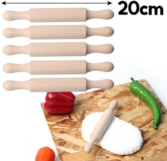 뮤즈 홈베이킹 반죽 키즈용 우드밀대 미니 5개입 / 요리수업 취미활동 클레이 지점토 찰흙 밀대, 베이지, 1세트