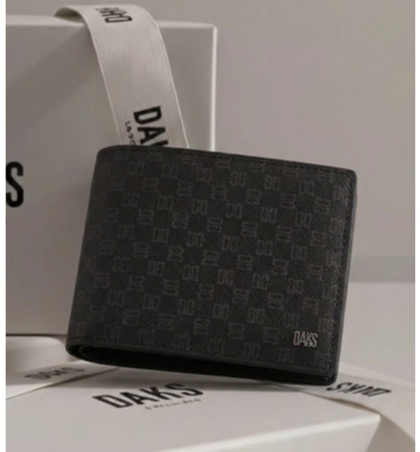 닥스 은은한 DD 로고 패턴 클래식 남성 소가죽 반지갑 (선물포장)