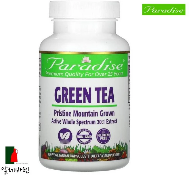 [정품보장]파라다이스 그린티 EGCG 카테킨 Paradise Herbs 120정 X 1병, 1개 - 쿠팡