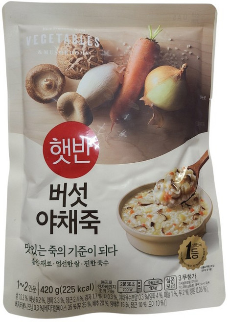 CJ 햇반 소프트밀 버섯야채죽 420g x4개, 4개