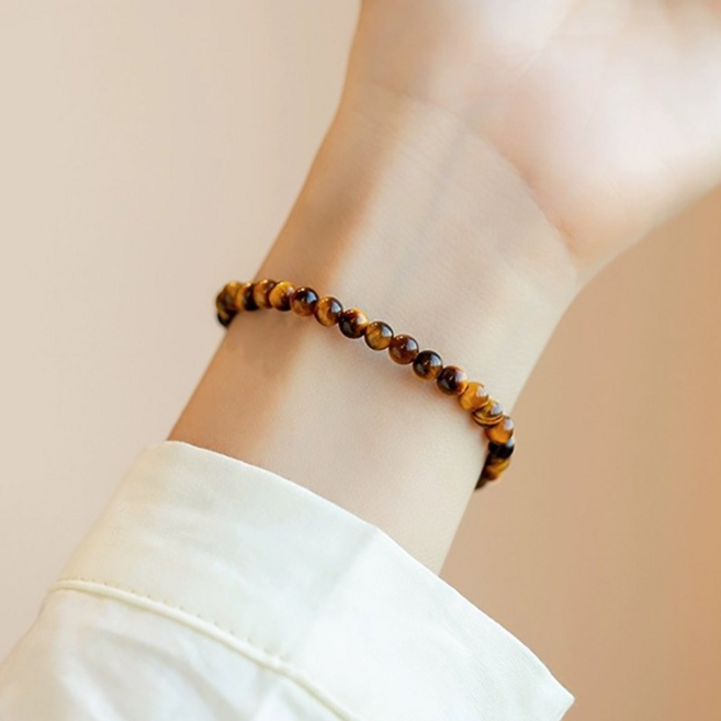 빛나는 행운의 천연 호안석 원형 구슬 팔찌 2P 세트