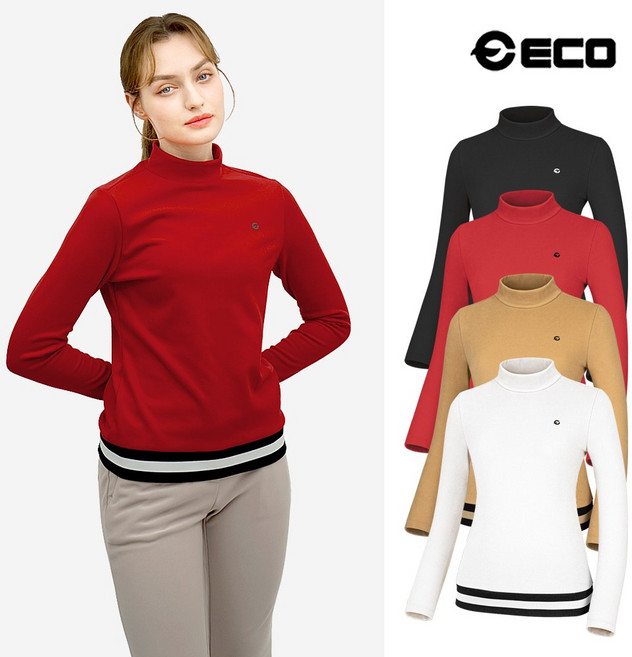 에코스포츠 여성 클로린 반목 마이크로 극세사 기모 티셔츠 / 여자 골프 등산 스판 겨울 긴팔티