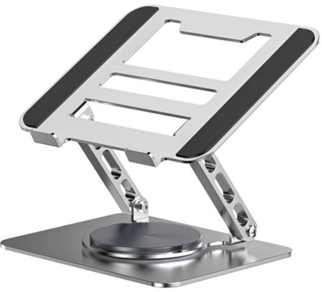 로미픽 360도 회전 쿨링 노트북 거치대, 실버, 1개