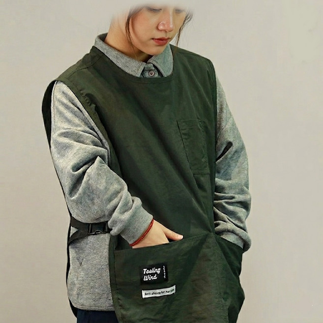 하니월드 가벼운 카페 버클 앞치마, 다크그린, 1개