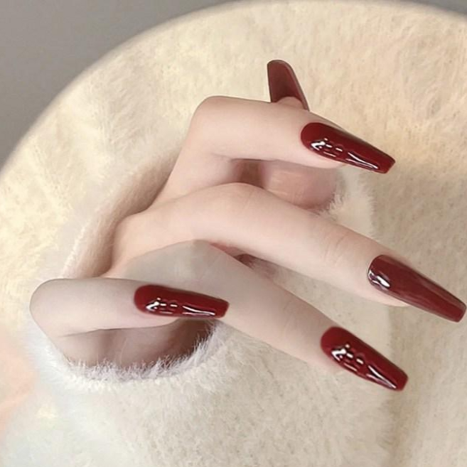 엘씨 리유저블 셀프네일팁 붙이는 인조손톱 24p, 1개, 엘씨네일팁#116_딥레드 발레리나롱