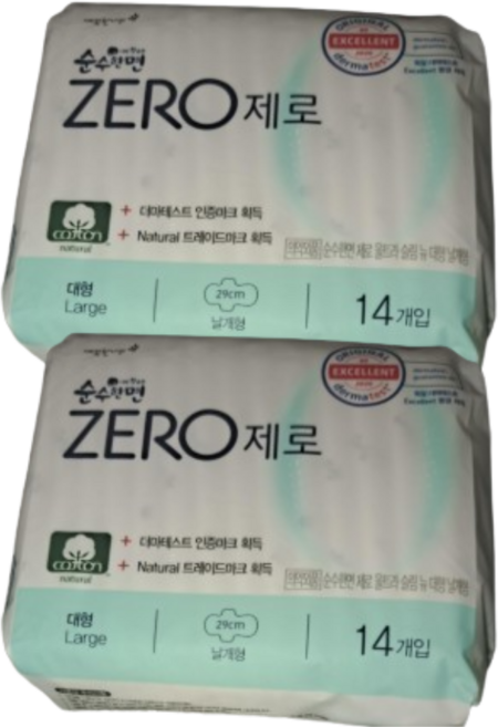 [깨끗한나라]순수한면 제로ZERO 대형 14P X 2팩, 2개, 14개입