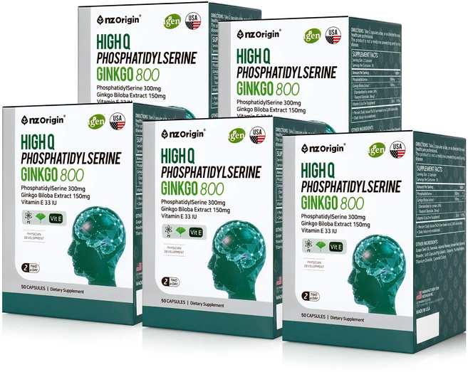 엔젯오리진 하이큐 포스파티딜세린 징코 800 50캡슐, 50정, 5개 - 쿠팡