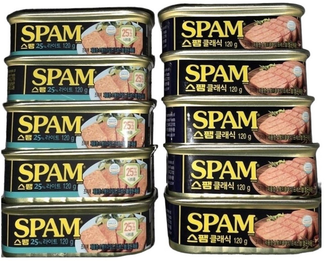 씨제이제일제당 스팸 클래식 라이트 혼합 구성 저염 식단 관리 실속 세트, 10개, 120g