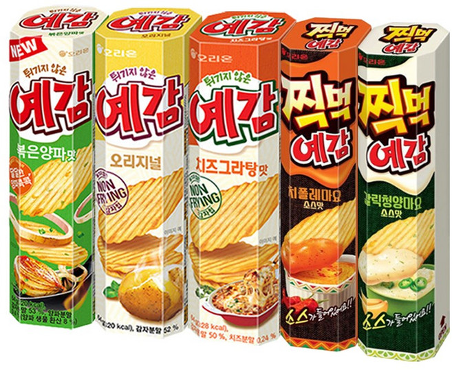 예감 5종 오리지널+볶은양파+치즈그라탕 64g+찍먹 치폴레+갈릭청양마요 76g, 1세트, 344g