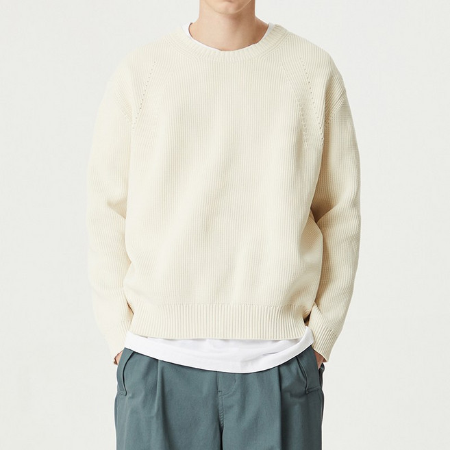 [컴젠] 남성 베이직 포켓 라운드 풀오버 IVORY
